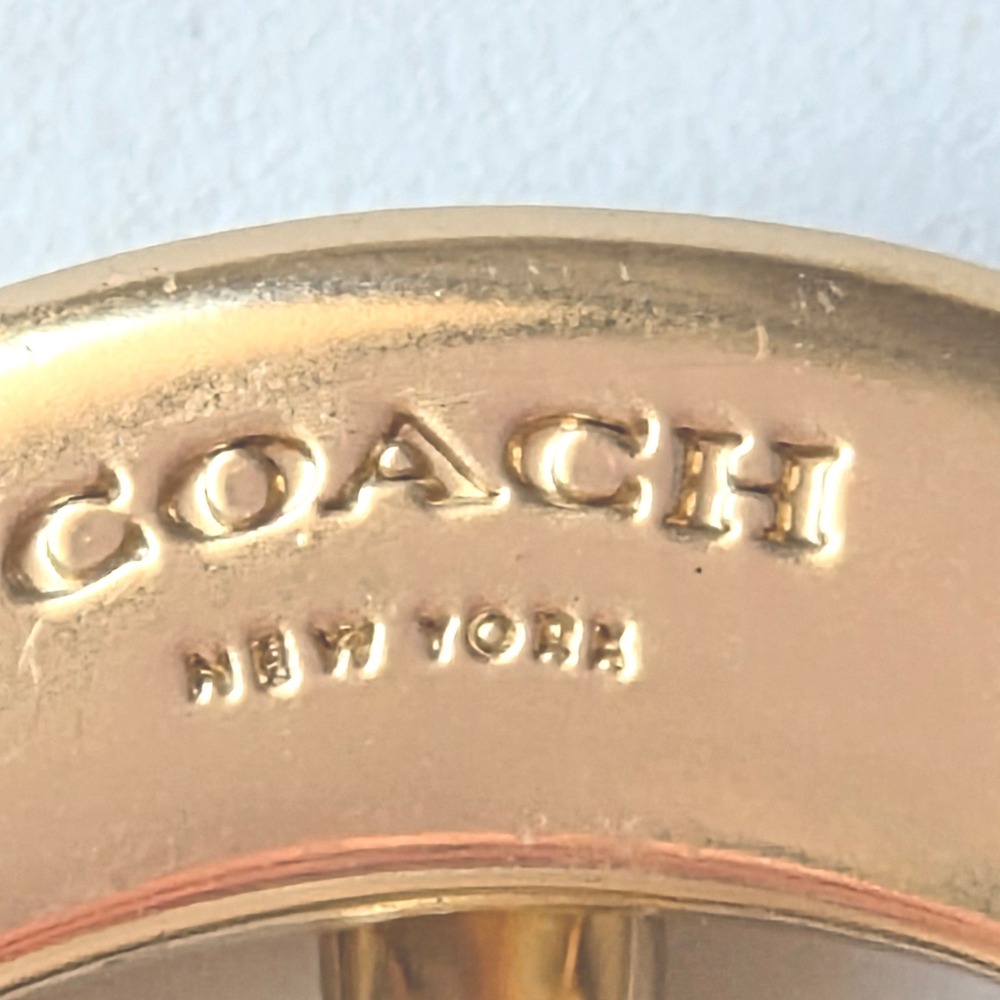 Coach Womens Signature Monogram Leather Trim Belt Khaki Brown Gold F78179 L - Picture 3 of 11